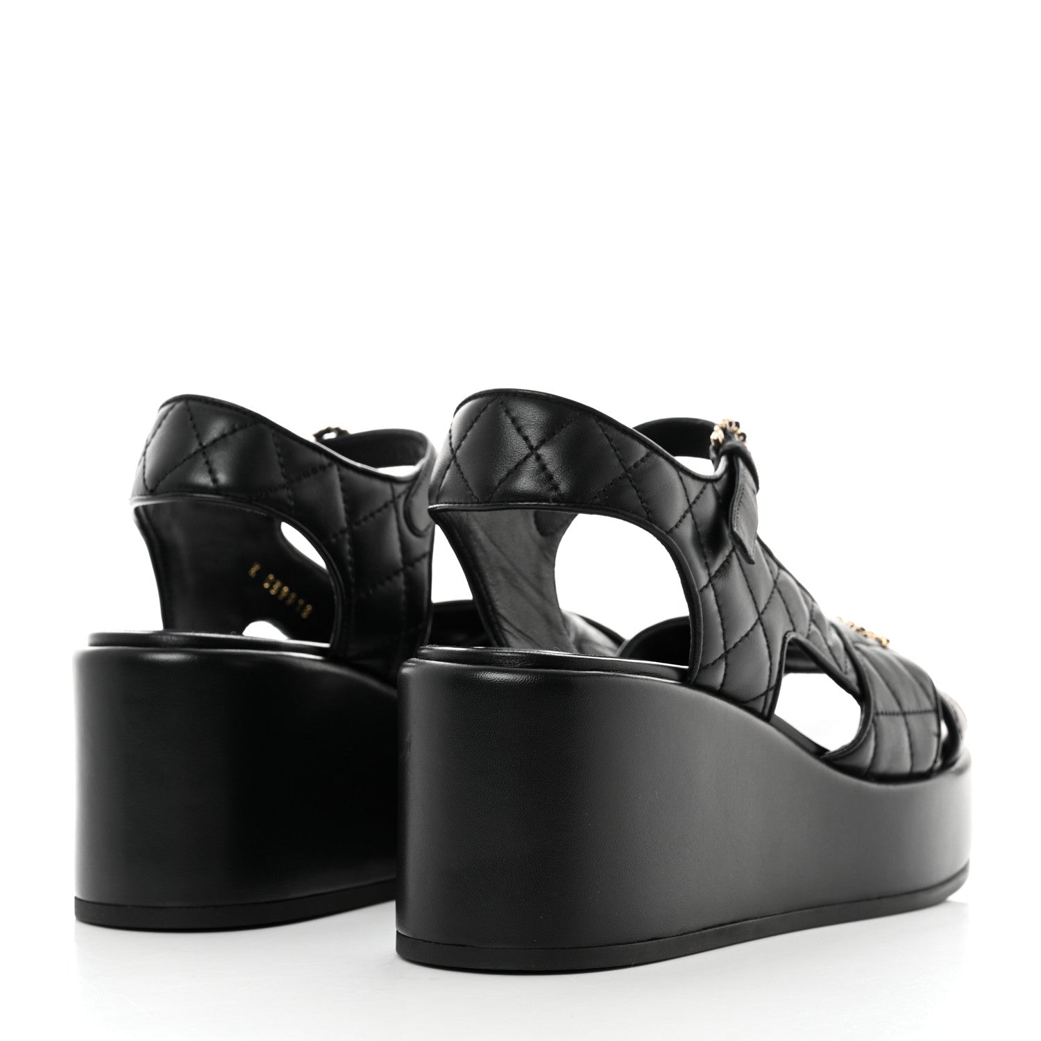 Chanel Lambskin Quilted CC Platform Sandals 37.5 Black 4 of 10