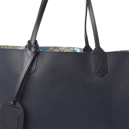 Gucci GG Supreme Monogram Blooms Medium Reversible Tote Beige Blue Navy 11 of 15