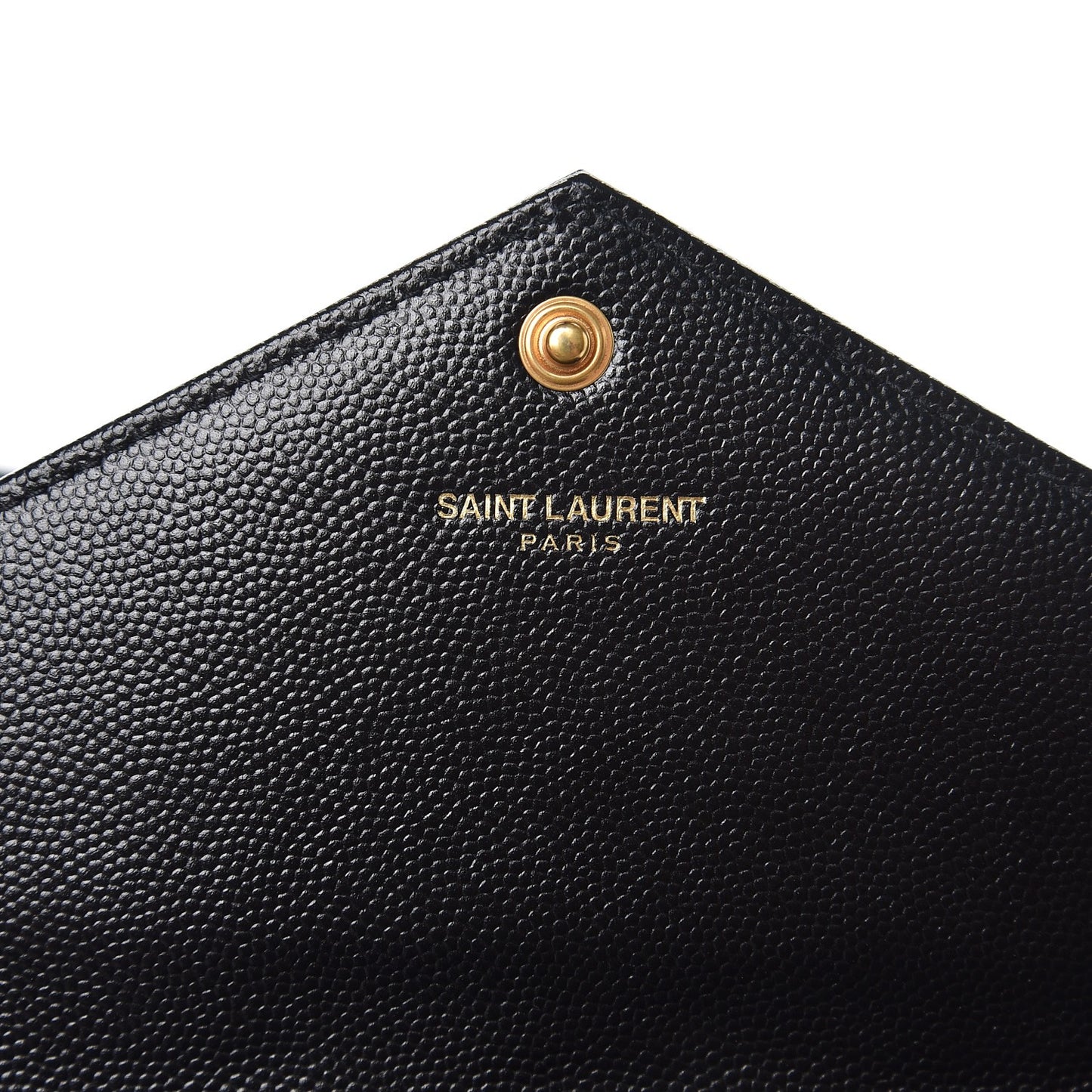Grain De Poudre Matelasse Chevron Monogram Envelope Chain Wallet Black