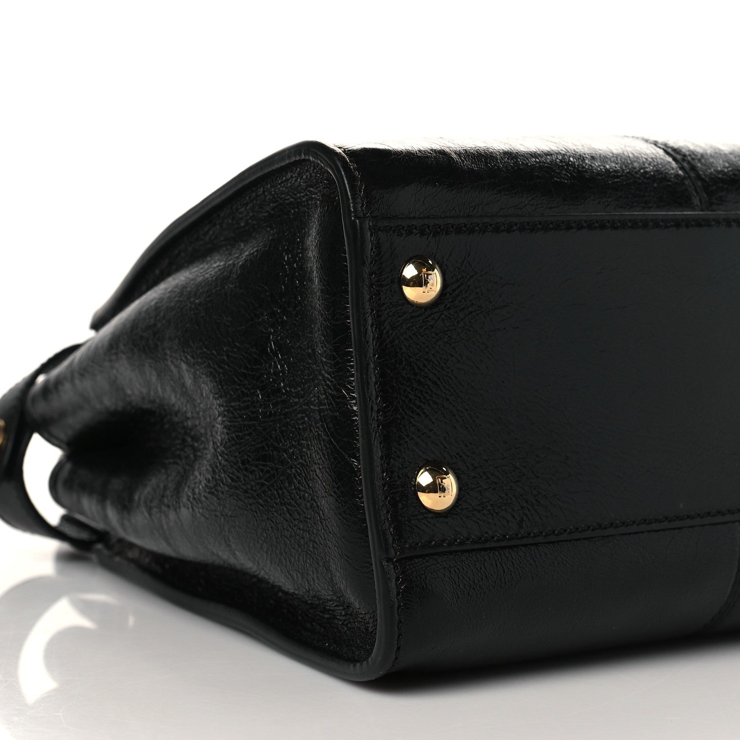 Fendi Agnello Old Shine Medium Peekaboo Iconic Satchel Black 9 of 10
