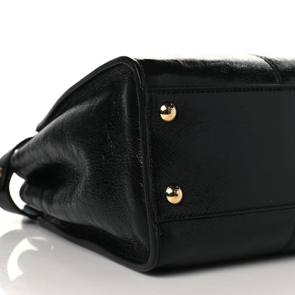 Fendi Agnello Old Shine Medium Peekaboo Iconic Satchel Black 9 of 10
