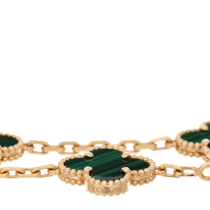 Van Cleef & Arpels 18K Yellow Gold Malachite 5 Motifs Vintage Alhambra Bracelet 3 of 4