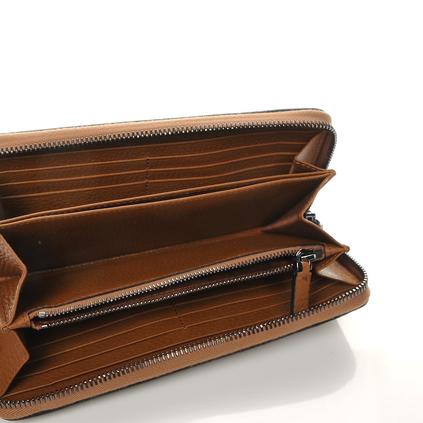 Grained Calfskin Rockstud Zip Around Wallet Bright Cognac