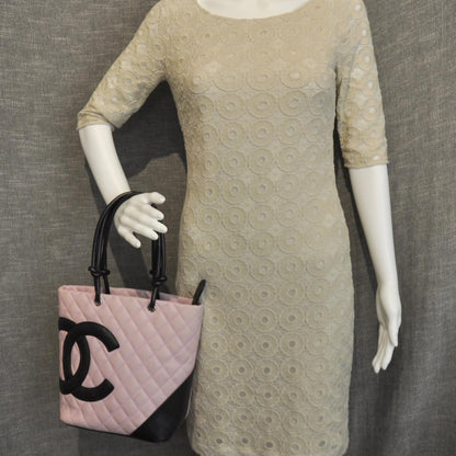 Chanel Calfskin Quilted Medium Cambon Tote Pink Black 2 of 9