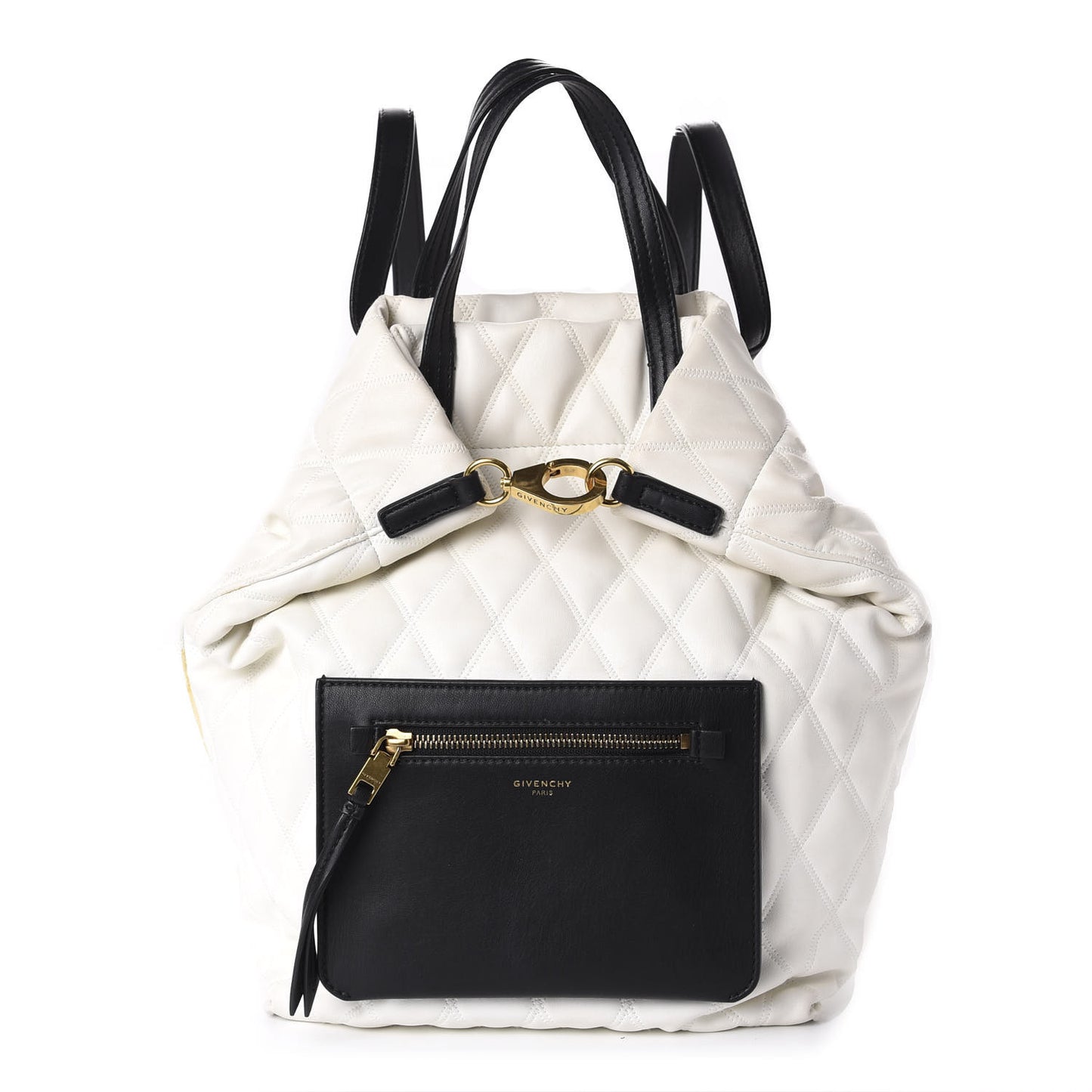 Rubberized Canvas Quilted Duo Backpack White