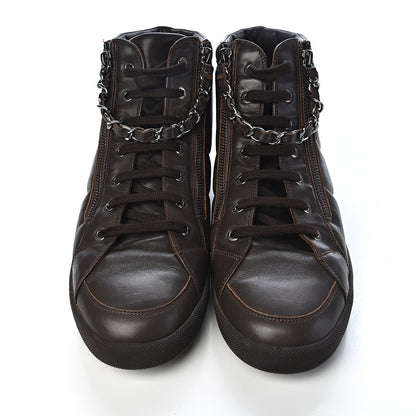 Chanel Calfskin Mens Zipped Sneakers 43 Brown 9 of 10