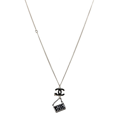 Chanel Enamel Charming Chic Classic Flap CC Charm Necklace Black 1 of 5
