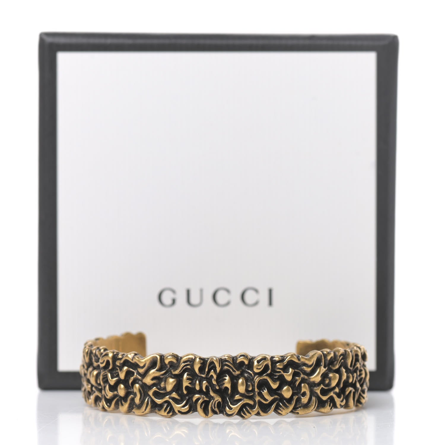 Gucci Metal Lion Mane Cuff Bracelet S Aged Gold 7 of 7