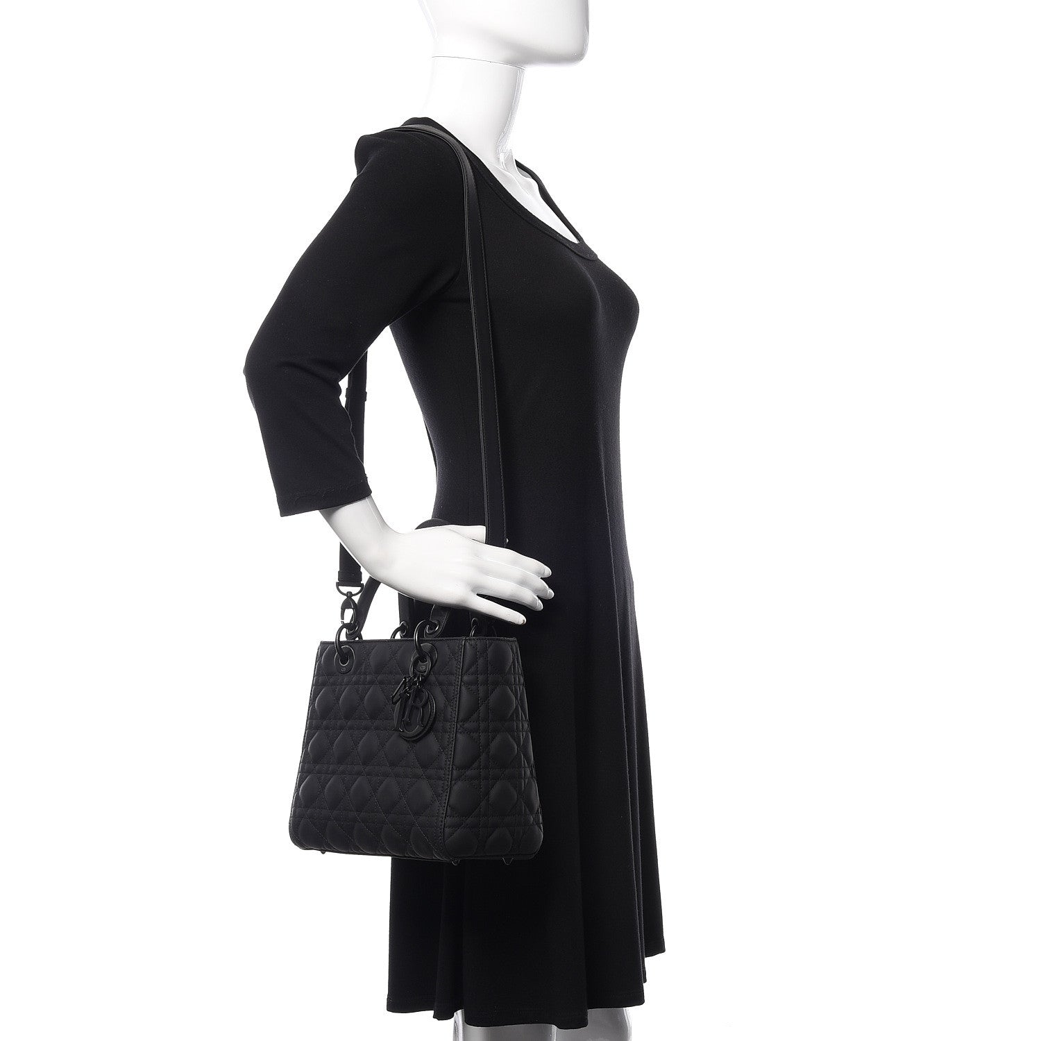Christian Dior Ultra Matte Calfskin Cannage Medium Lady Dior Black 2 of 9
