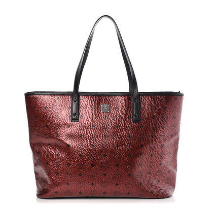 MCM Metallic Visetos Large Shopper Tote Scooter Red 3 of 8