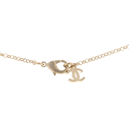 Chanel Resin Crystal CC Heart Necklace Pearly White Gold 4 of 7