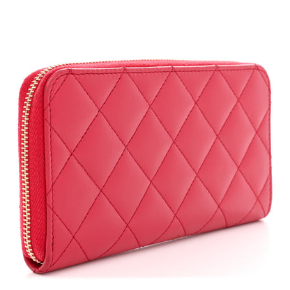 Chanel Lambskin Quilted Medium Zip Around Wallet Dark Pink 3 of 7