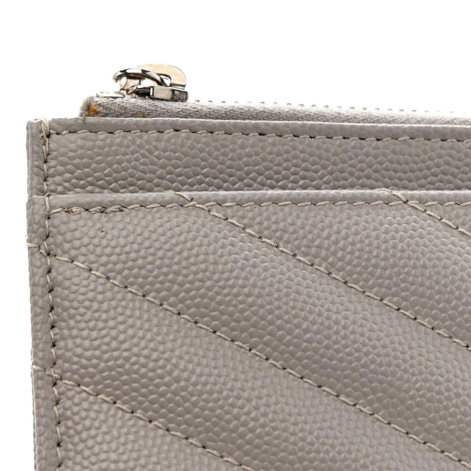 Saint Laurent Grain De Poudre Chevron Monogram Bill Pouch Granite 8 of 11