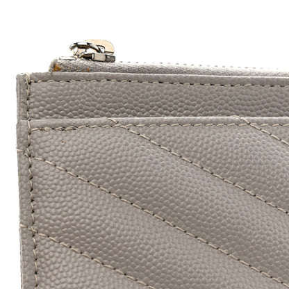 Saint Laurent Grain De Poudre Chevron Monogram Bill Pouch Granite 8 of 11