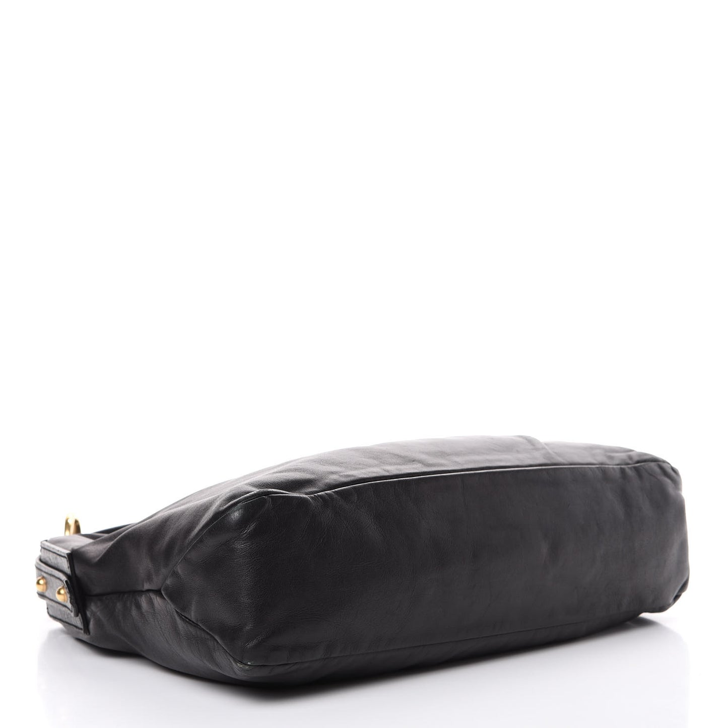 Calfskin Medium Horsebit Chain Hobo Black