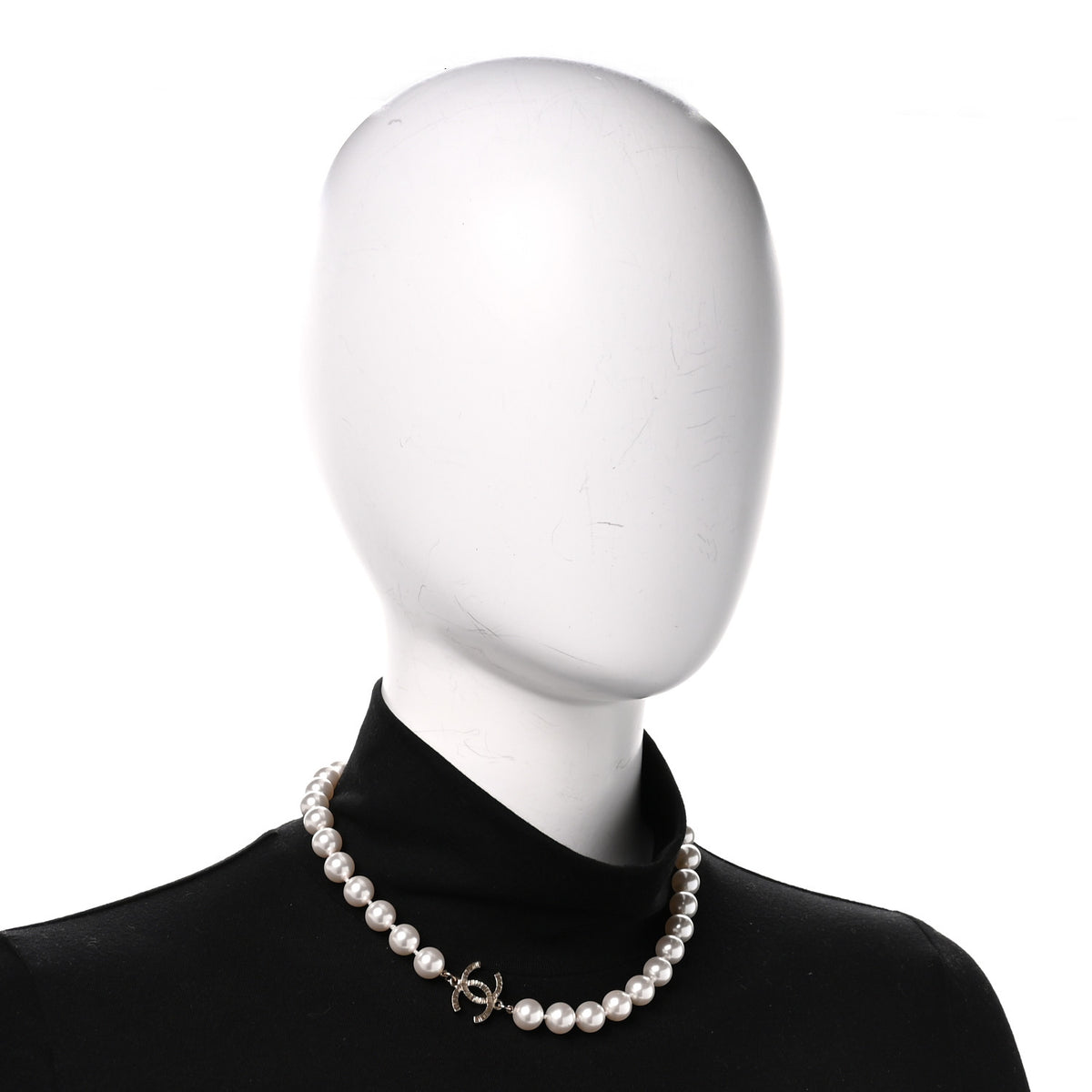 Chanel Pearl CC Choker Necklace Gold White 2 of 4