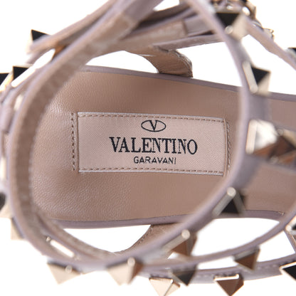 Valentino Garavani Pebbled Calfskin Rockstud Ankle Strap Low Heel Pumps 36 Poudre 9 of 11
