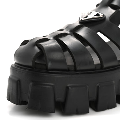 Prada Foam Rubber Triangle Logo Monolith 55mm Cage Sandals 38 Black 12 of 15