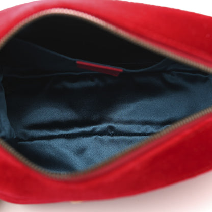 Gucci Velvet Matelasse Small GG Marmont Chain Shoulder Bag Hibiscus Red 5 of 10