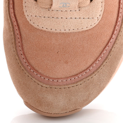 Chanel Nylon Lambskin Suede Calfskin CC Sneakers 36.5 Pink 12 of 15