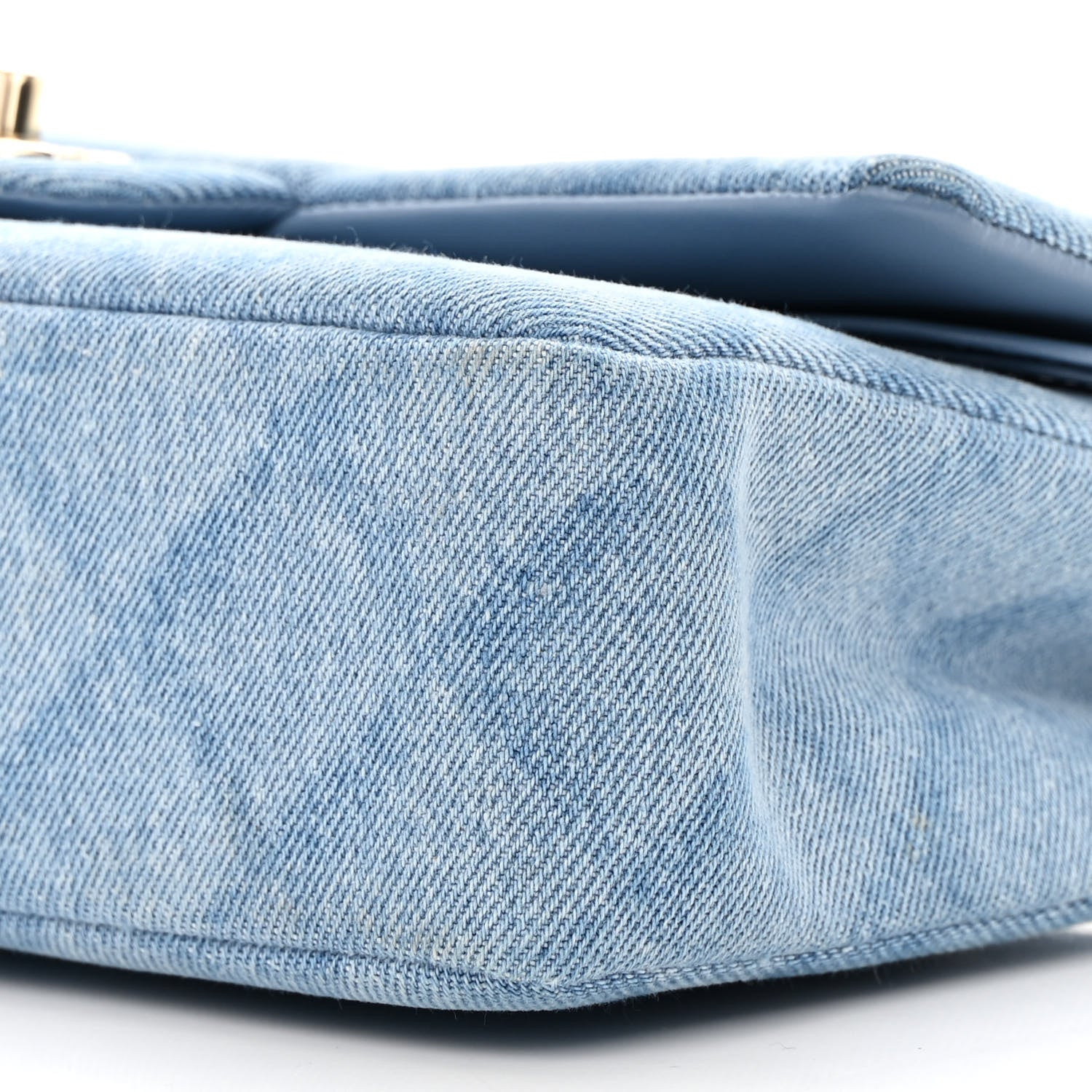 Chanel Printed Denim Quilted Medium Double Flap Light Blue 10 of 13