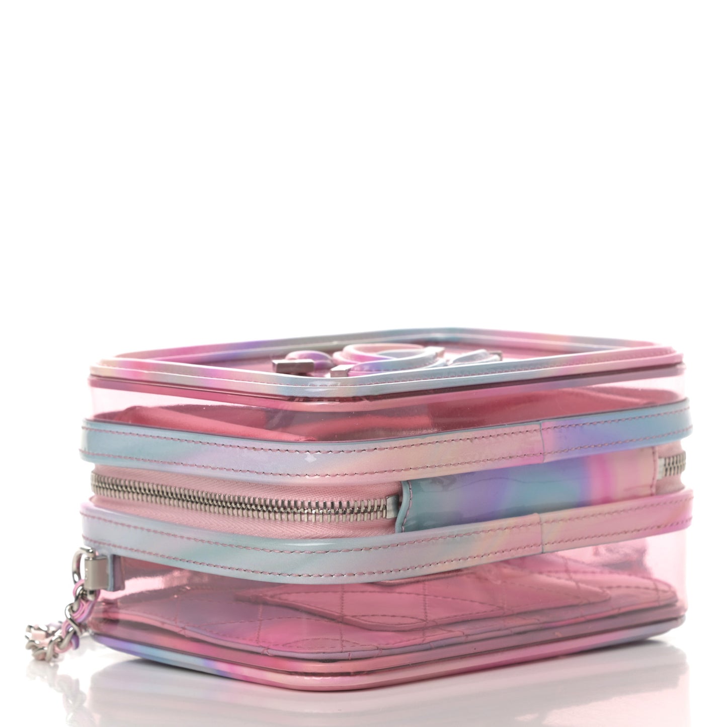 PVC Patent Calfskin Patent Lambskin Small CC Vanity Case Pink