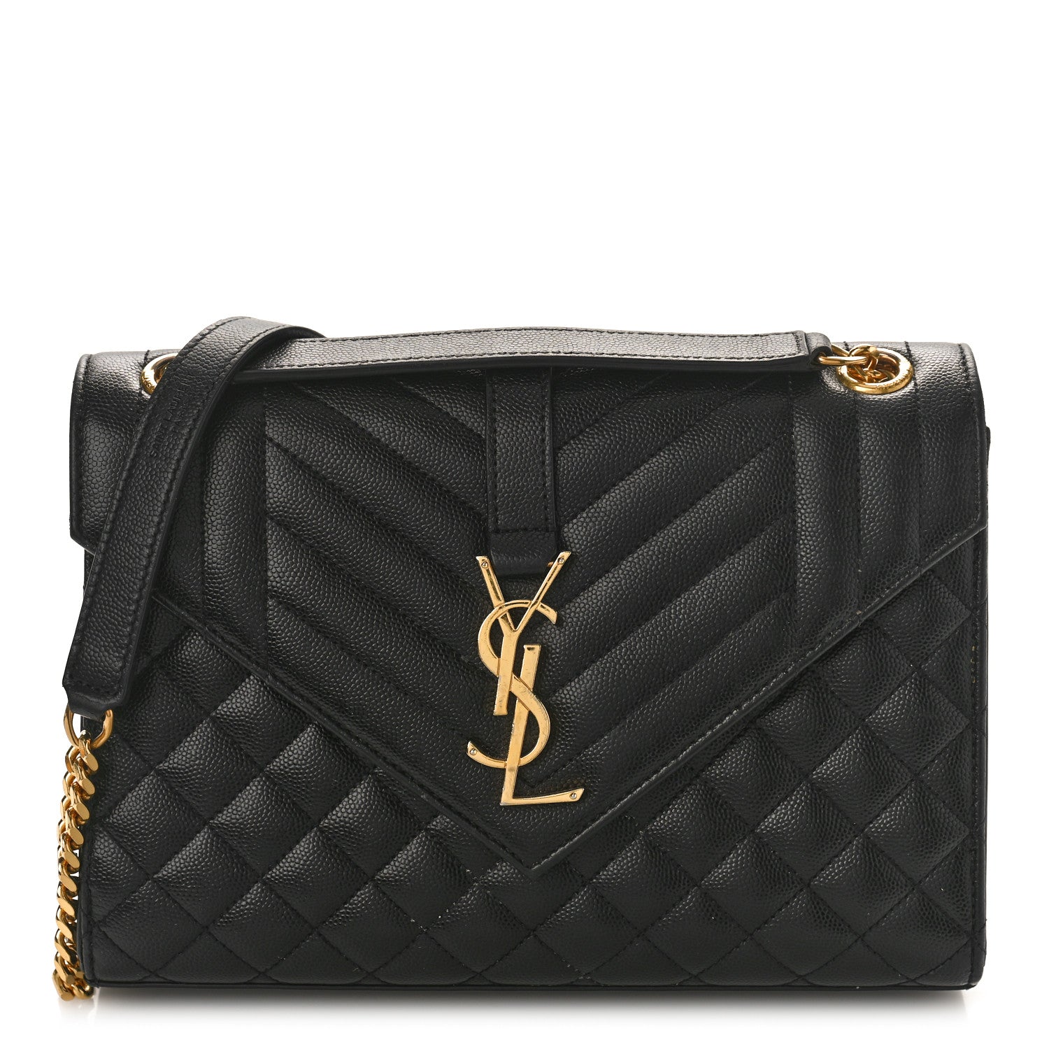 Saint Laurent Grain De Poudre Textured Mixed Matelasse Triquilt Medium Monogram Satchel Black 1 of 10