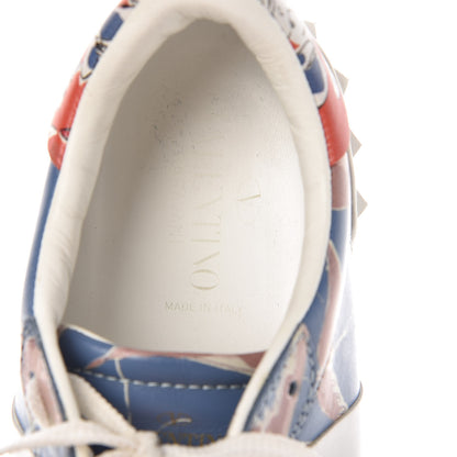 Valentino Garavani Calfskin Japanese Bird Print Rockstud Open Sneakers 39 7 of 16