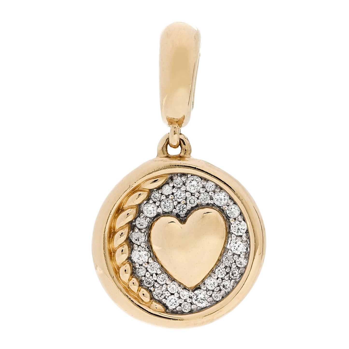 18K Yellow Gold Diamond SY Heart Amulet Pendant