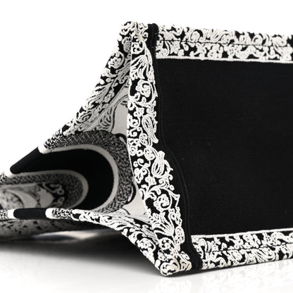 Christian Dior Canvas Embroidered Medium Ornamental Cornely Effect Book Tote Black White 9 of 12