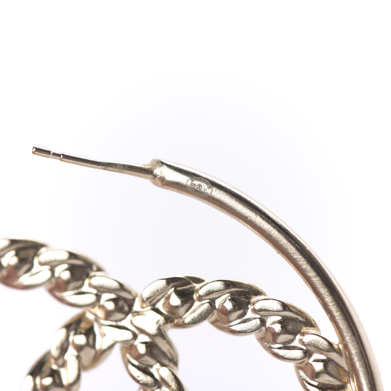 Chanel Crystal High Society CC Hoop Earrings Gold 4 of 6
