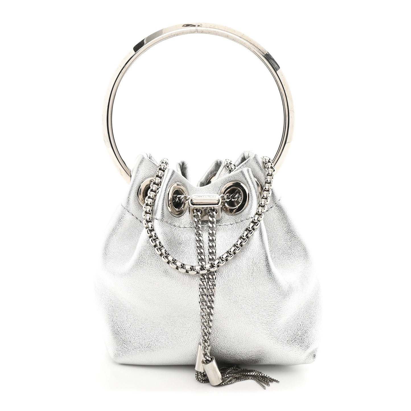 Metallic Nappa Micro Bon Bon Bag Silver
