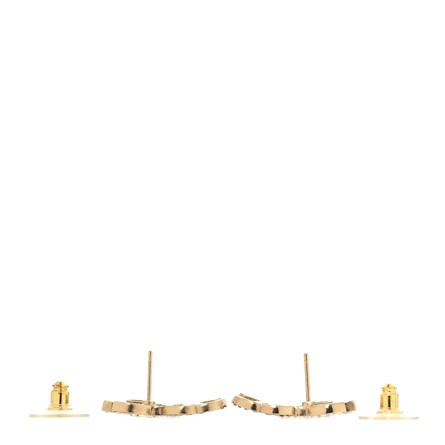 Chanel Crystal Double CC Earrings Gold Black 3 of 5