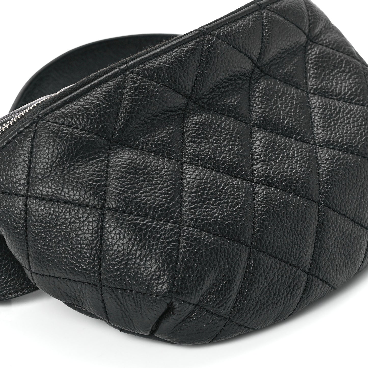 Grained Calfskin Quilted Waist Belt Bag Black