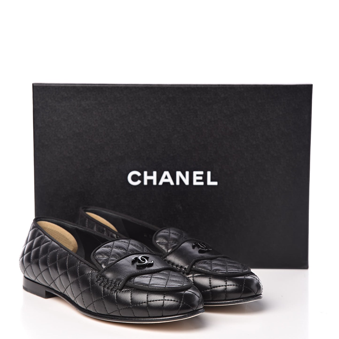 Lambskin Quilted CC Loafers 37.5 Black
