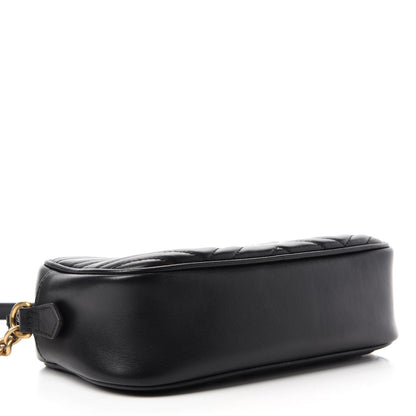 Gucci Calfskin Matelasse Small GG Marmont Chain Shoulder Bag Black 4 of 11