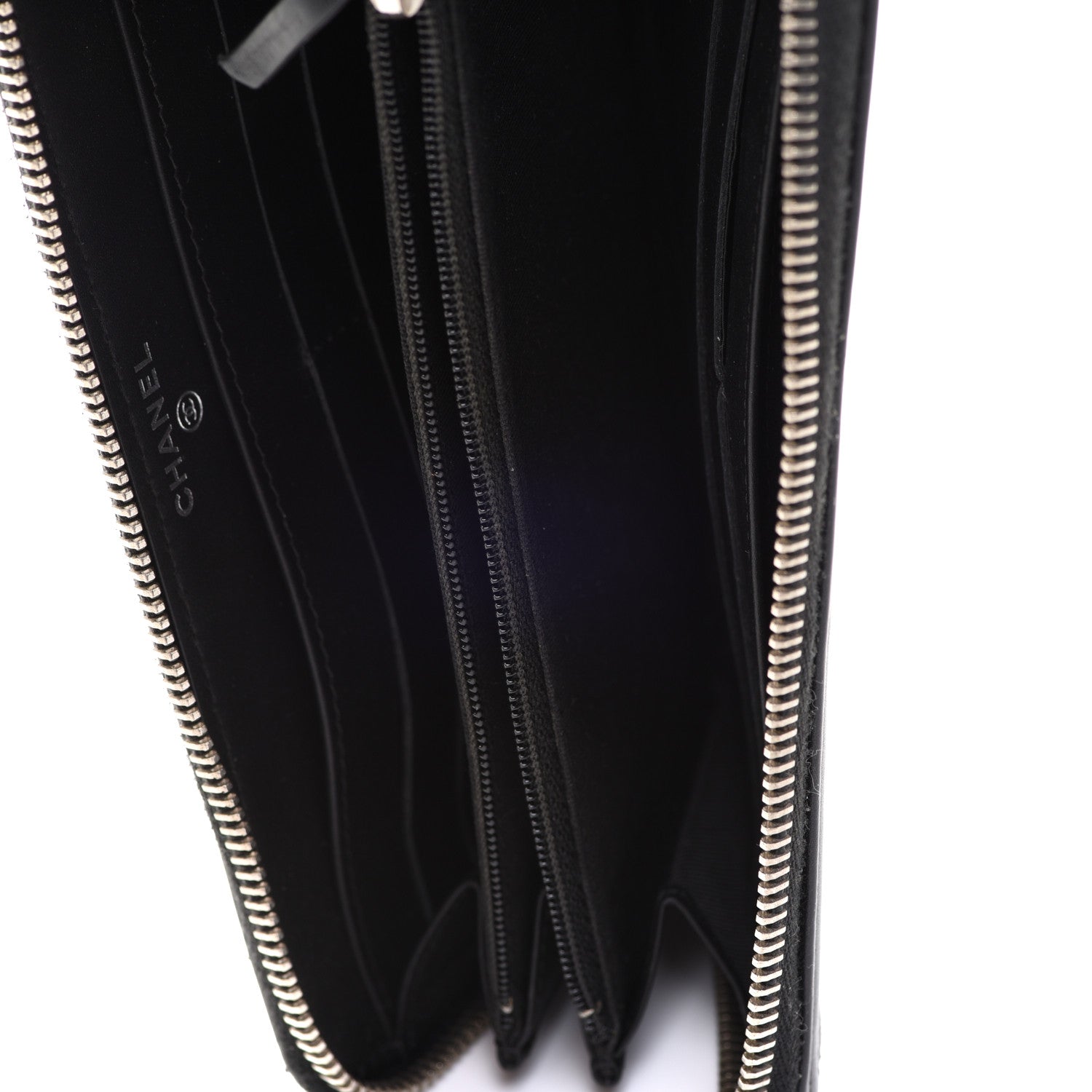 Chanel Patent Lambskin Quilted Zip Around Wallet Black 5 of 9