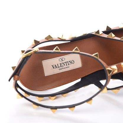 Valentino Garavani Pebbled Calfskin Rockstud Ankle Strap 100mm Pumps 40 Cuoio 7 of 9