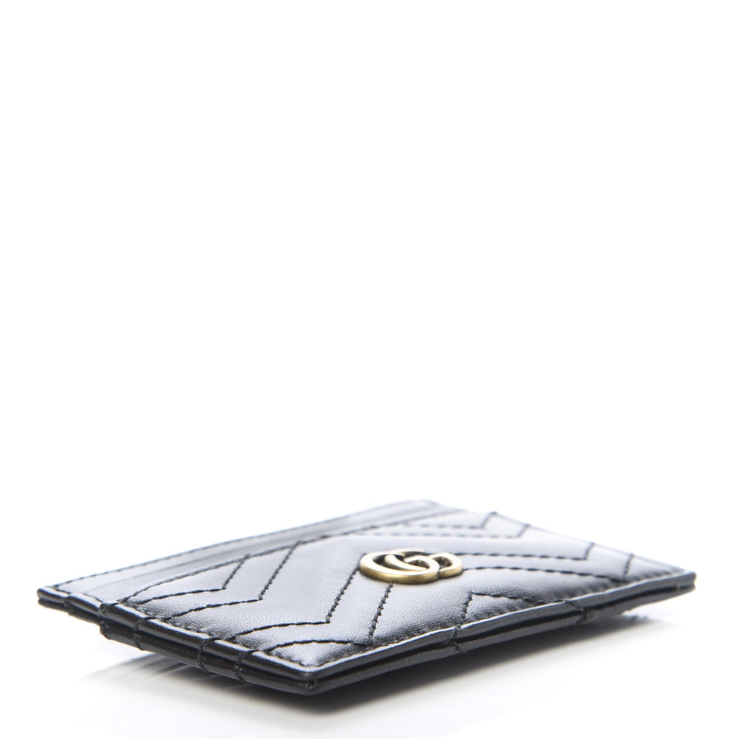 Calfskin Matelasse GG Marmont Card Holder Black