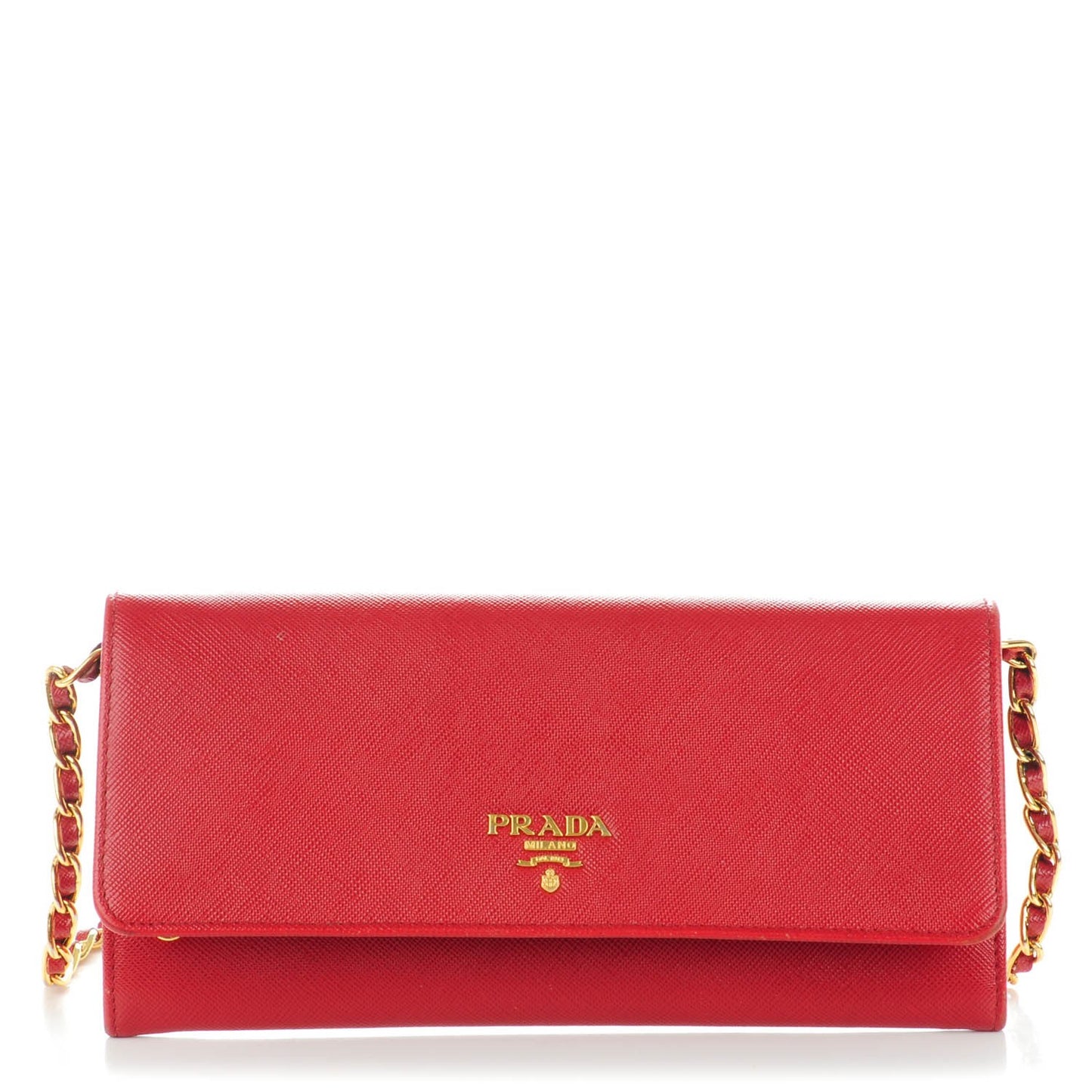 Saffiano Metal Oro Chain Wallet Cherry