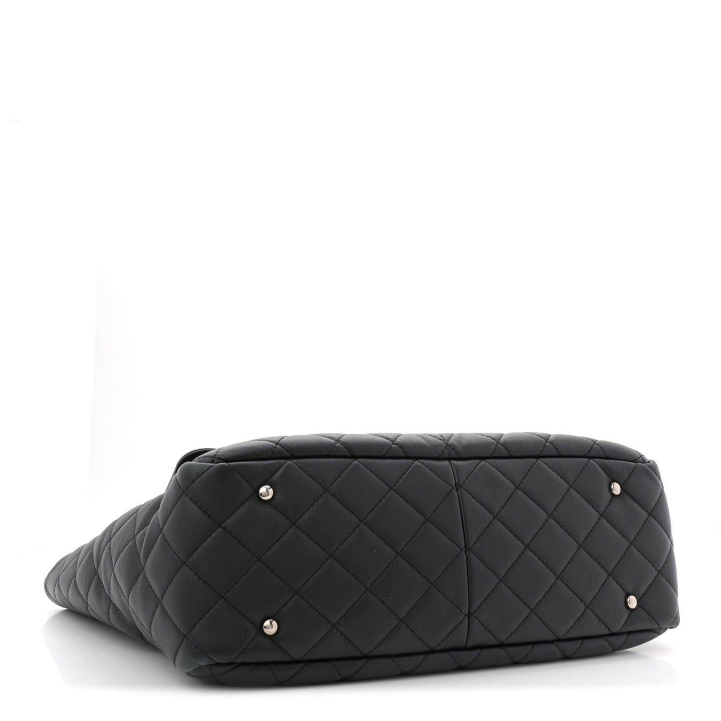 Calfskin Quilted Ultra Pocket Shopping Tote Black