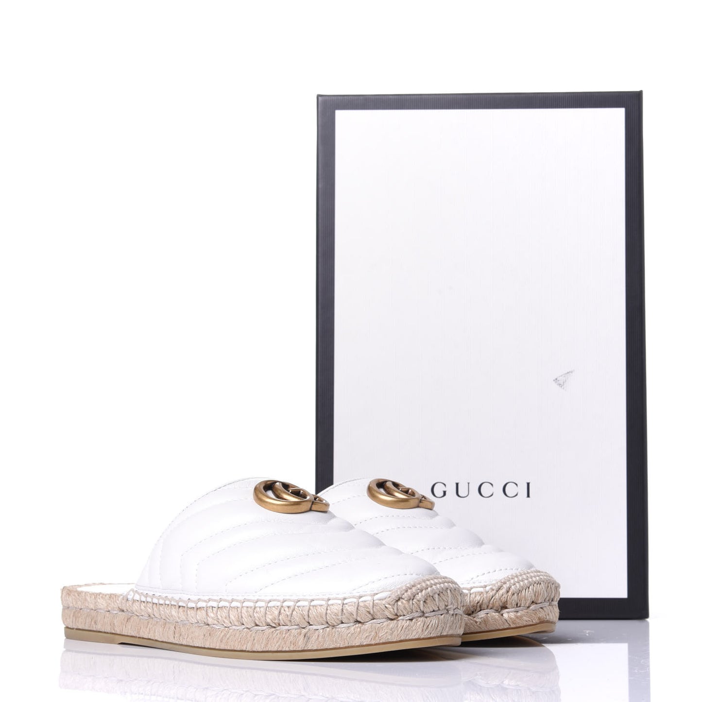 Nappa Matelasse GG Marmont Espadrille Slippers 38.5 Great White