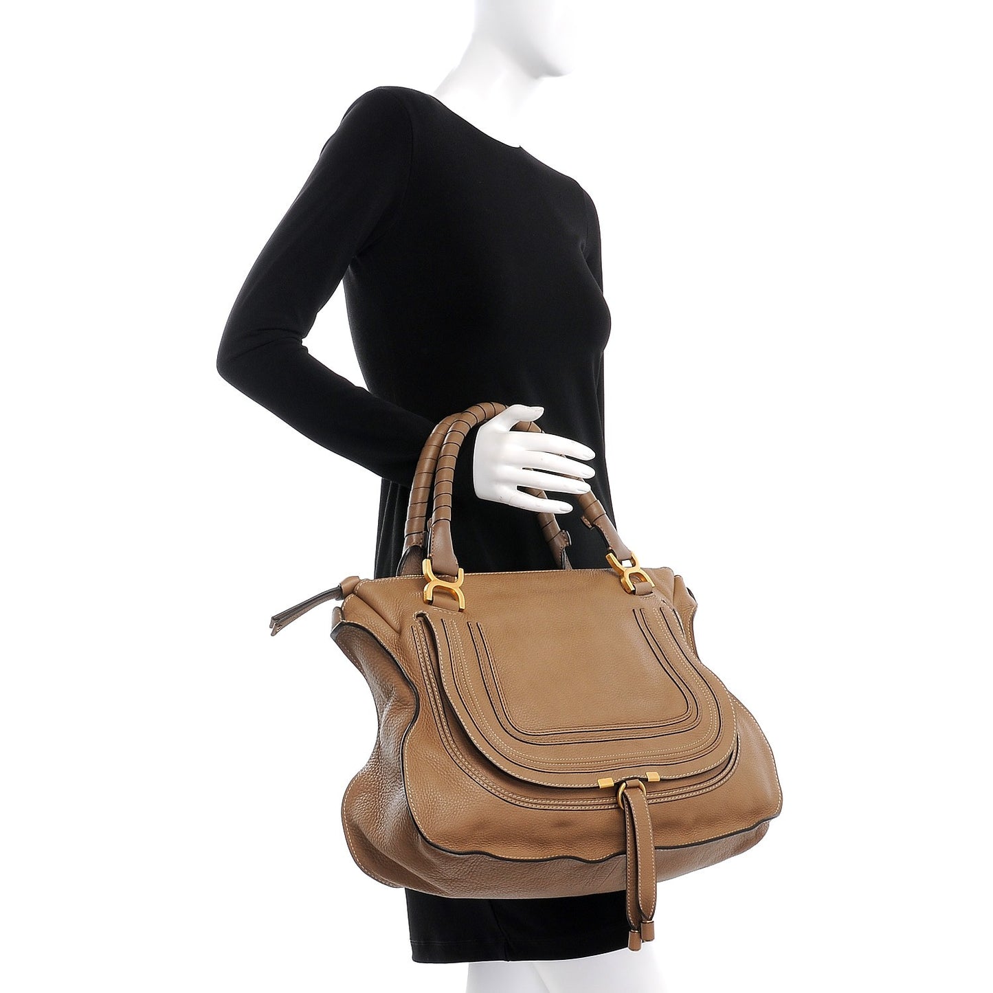 Calfskin Large Marcie Satchel Nut
