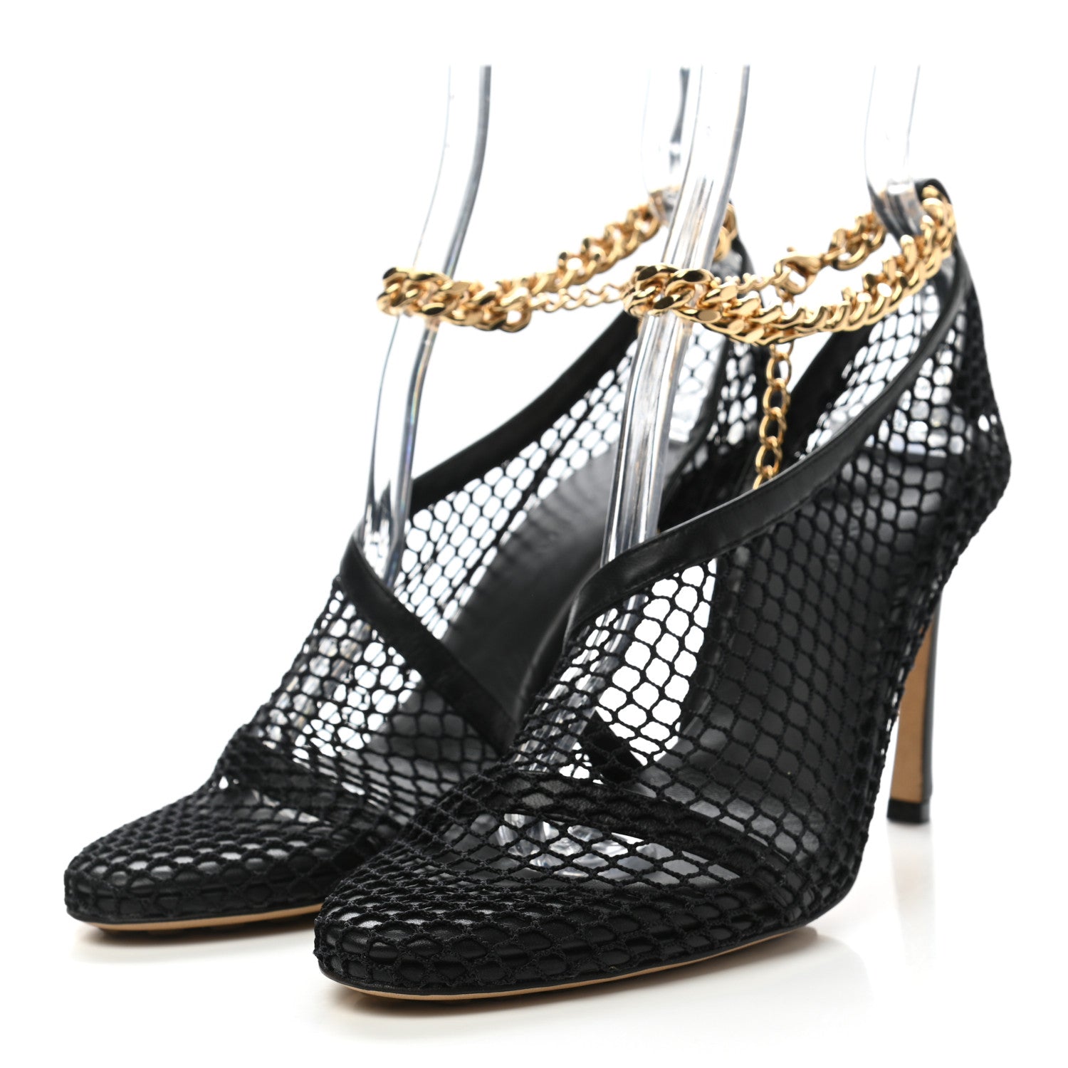 Bottega Veneta Mesh Nappa Chunky Chain Sandals 37 Black 3 of 8