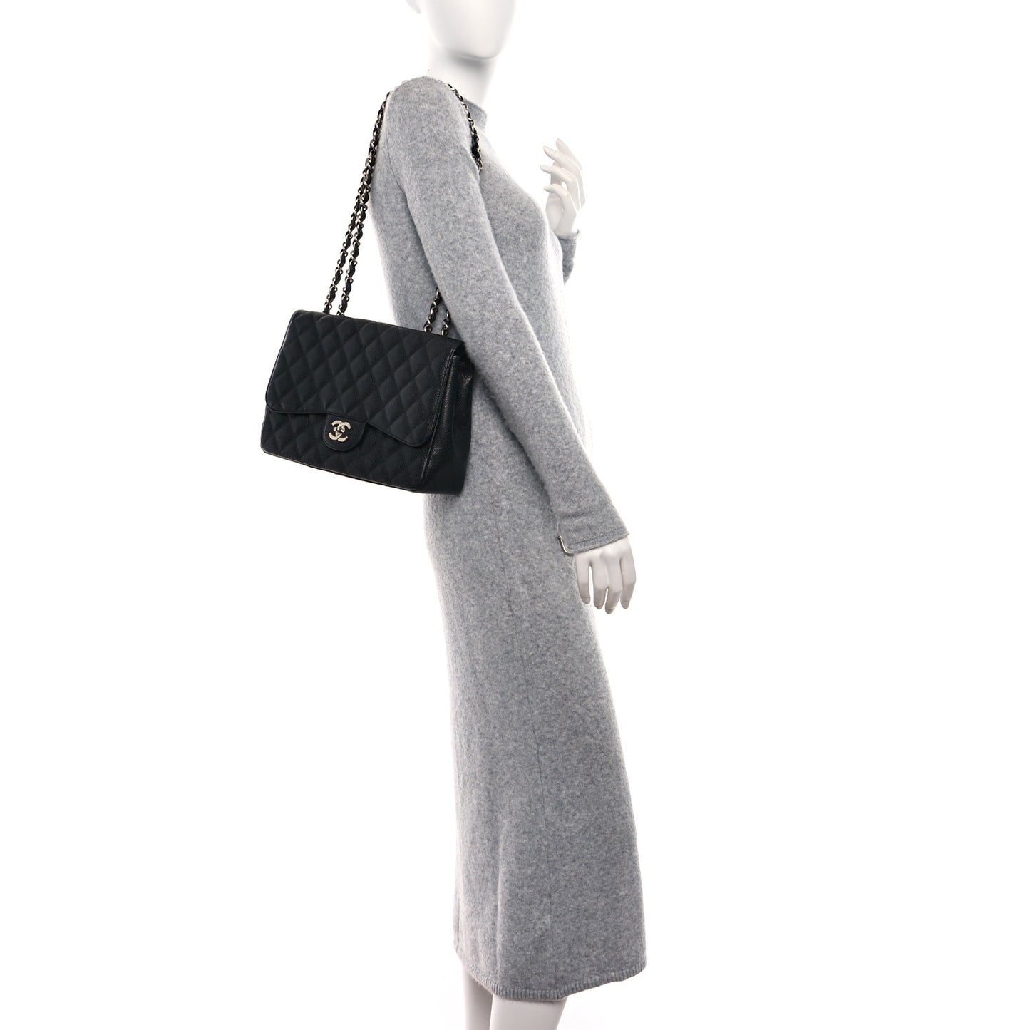 Caviar Quilted Jumbo Single Flap Black