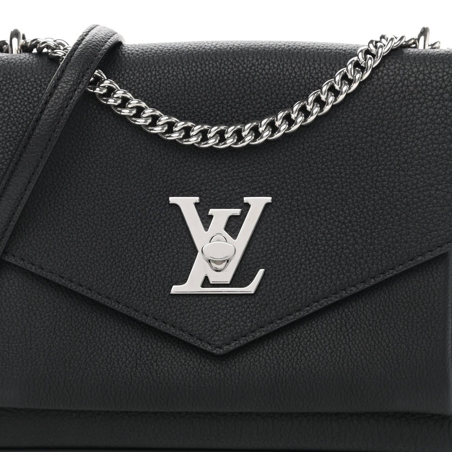 Louis Vuitton Soft Calfskin Mylockme Chain Bag BB Black 6 of 8