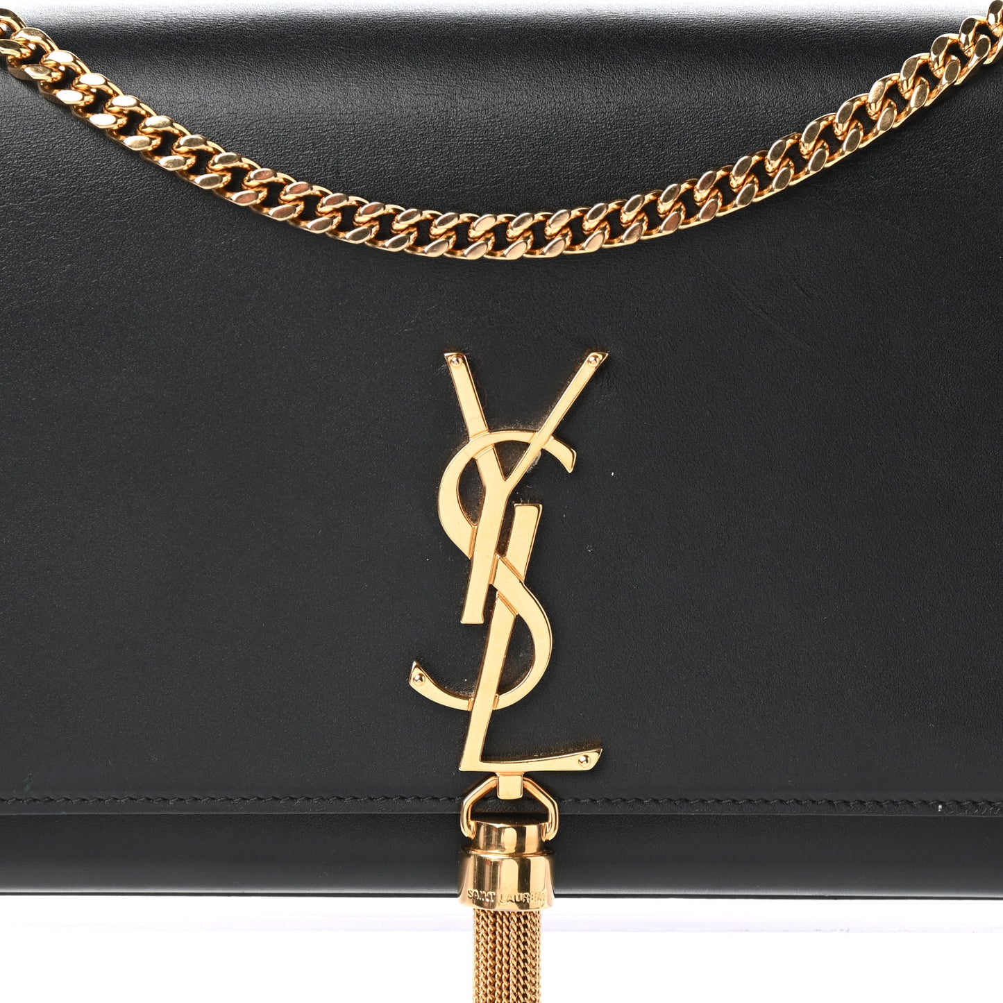 Smooth Calfskin Medium Classic Monogram Kate Tassel Satchel Black