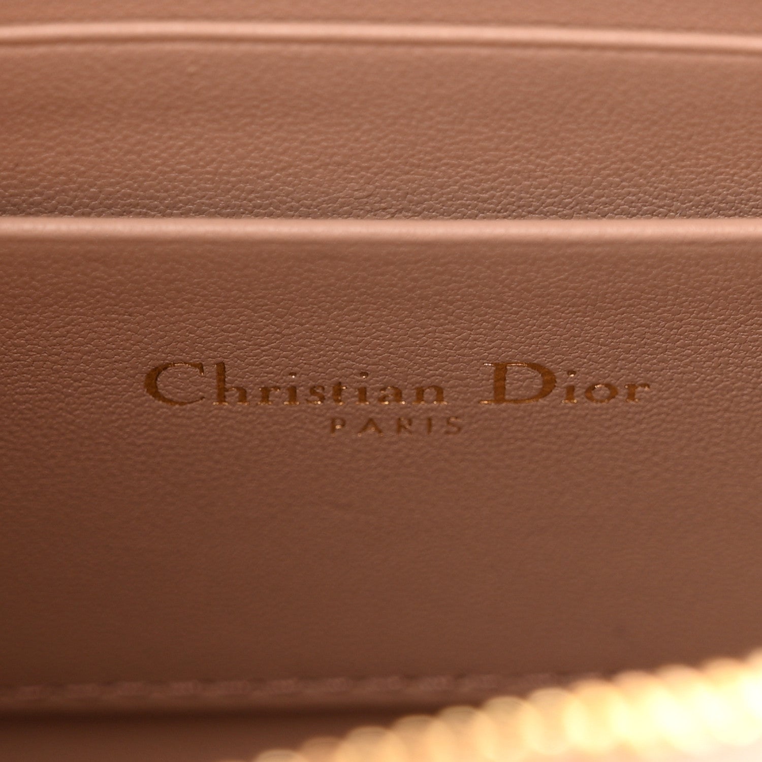 Christian Dior Calfskin Cannage Caro Zipped Pouch With Chain Rose Des Vents 6 of 11