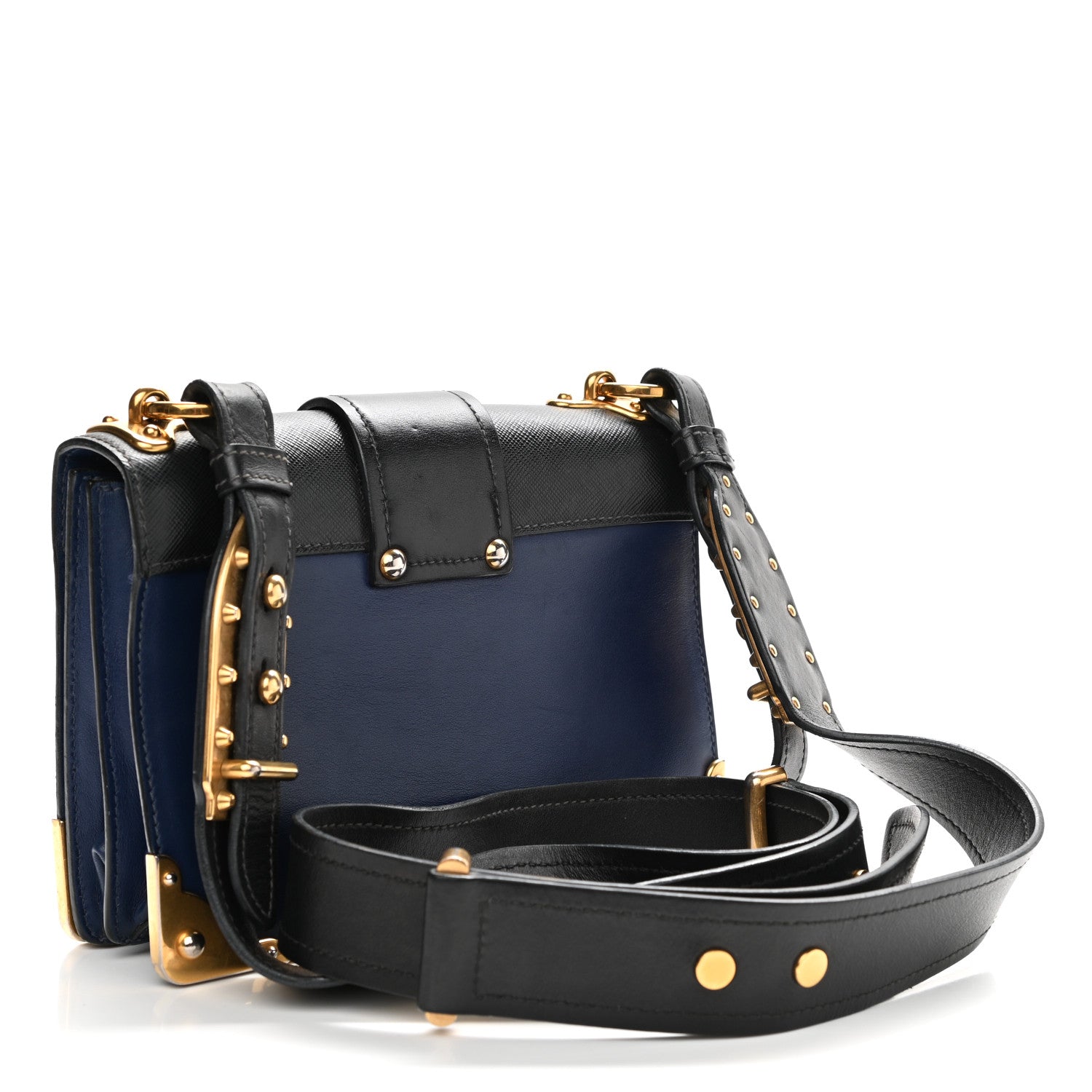 Prada City Calf Saffiano Cahier Bag Bluette Black 2 of 12
