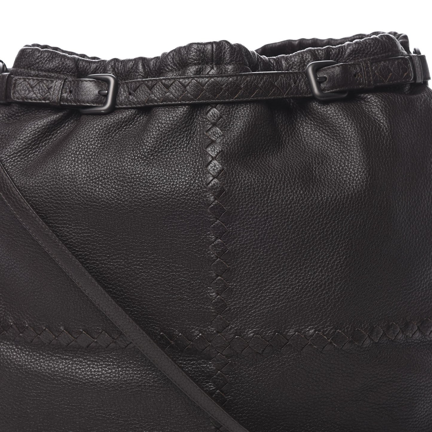 Washed Cervo Deerskin Intrecciato Bering Hobo Ebano
